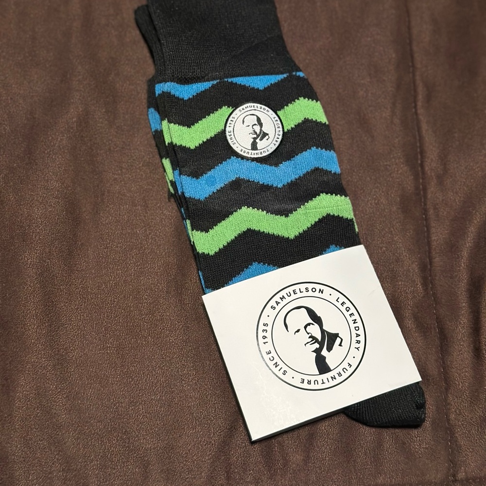 Samuelsohn Men's Casual Zigzag Socks - Black, Blue, Green